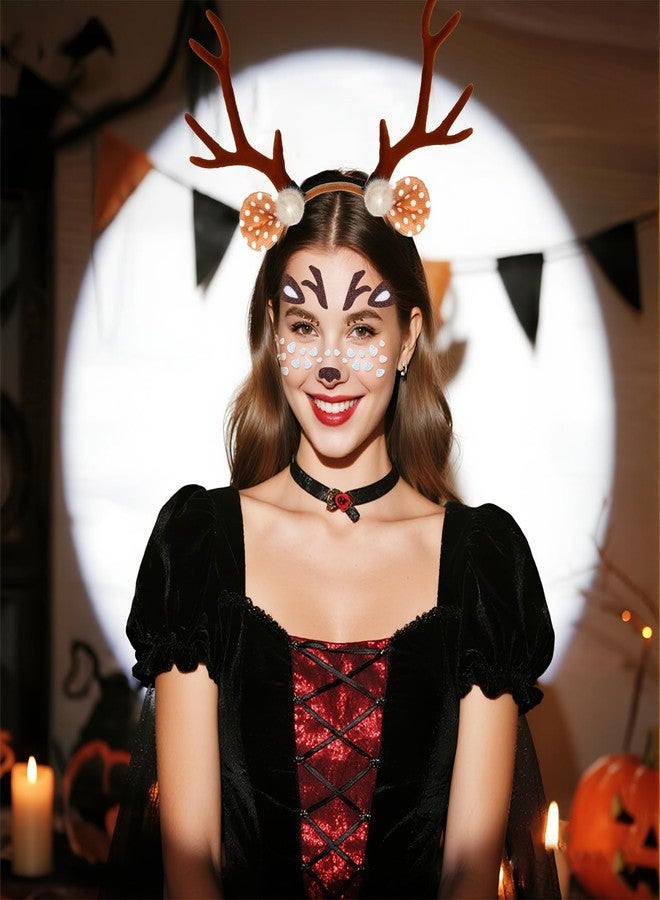 phnydreg 2 Pcs Deer Costume Kit Deer Headband Antlers with Makeup Stickers for Halloween Cosplay Party Favors - Image 5